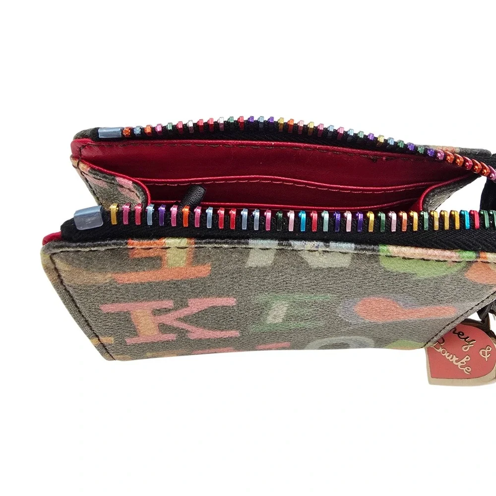 Vtg Dooney Bourke Leather Multicolor Signature Logo‎ Card Holder Wallet Y2K